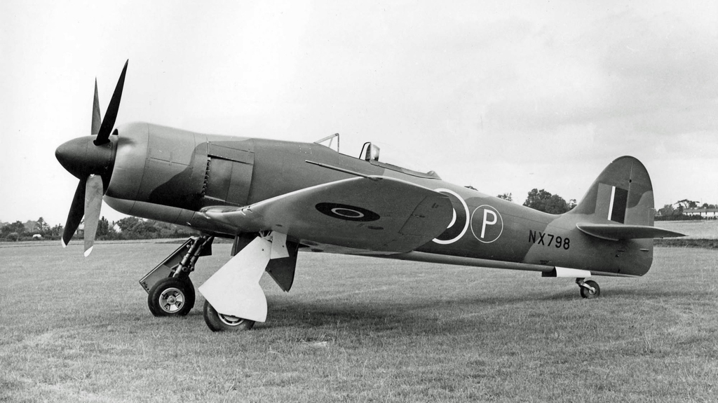 Hawker Fury prototype with Centaurus XII and four-bladed prop. Hawker Ref FG6